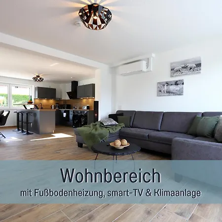Hoeckelheim - Savanna - Barrierefrei - 3 Schlafzimmer-bis 6 Gaeste - Nahe Goettingen - 100 Qm - Babies Reisen Gratis - Terrasse, Garten & Grill - Vollausgestattete Kueche Mit Spuelmaschine - Klimaanlage, Fussbodenheizung & Raffstores شقة نورتهايم