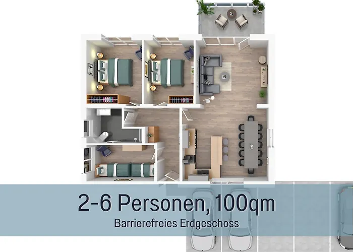 Hoeckelheim - Savanna - Barrierefrei - 3 Schlafzimmer-bis 6 Gaeste - Nahe Goettingen - 100 Qm - Babies Reisen Gratis - Terrasse, Garten & Grill - Vollausgestattete Kueche Mit Spuelmaschine - Klimaanlage, Fussbodenheizung & Raffstores Apartman Northeim
