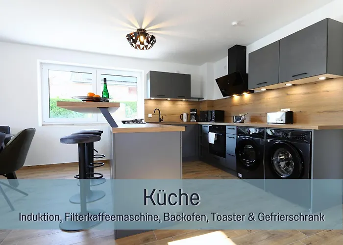 Apartman Hoeckelheim - Savanna - Barrierefrei - 3 Schlafzimmer-bis 6 Gaeste - Nahe Goettingen - 100 Qm - Babies Reisen Gratis - Terrasse, Garten & Grill - Vollausgestattete Kueche Mit Spuelmaschine - Klimaanlage, Fussbodenheizung & Raffstores *